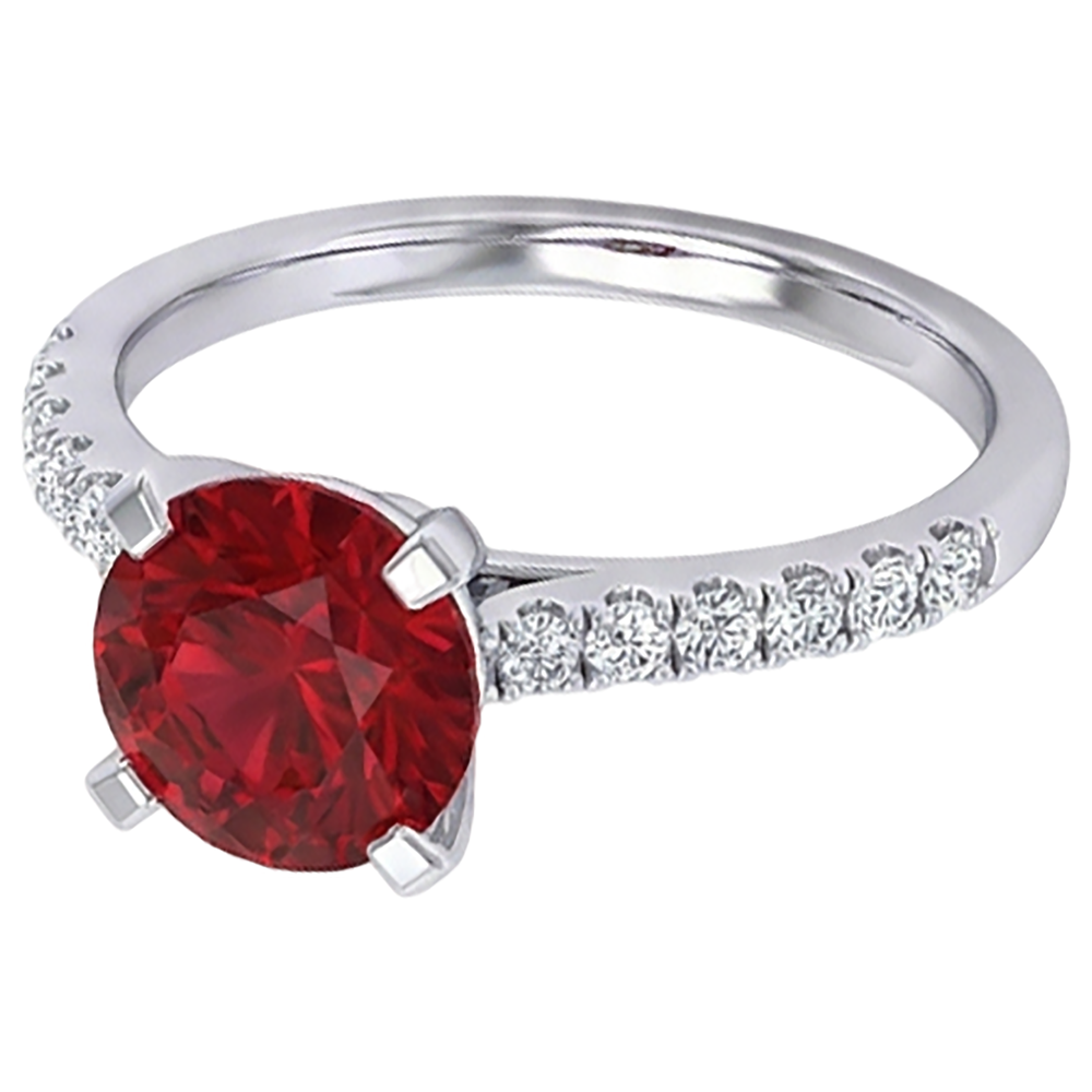 natural round ruby 1.20ct ring side angle