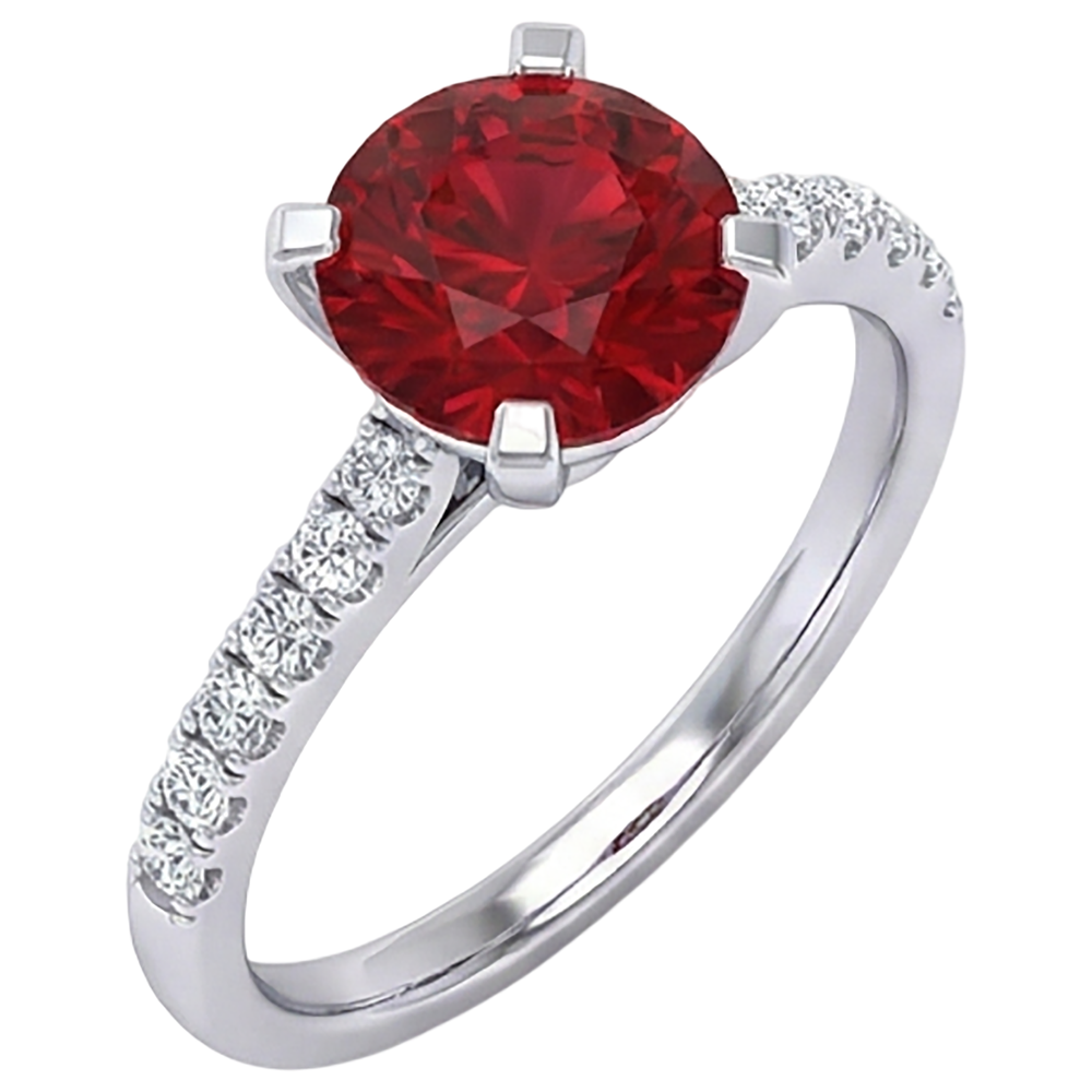 natural round ruby 1.20ct ring close up detail