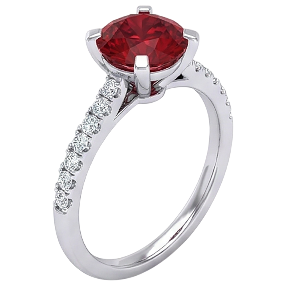 natural round ruby 1.20ct ring top view
