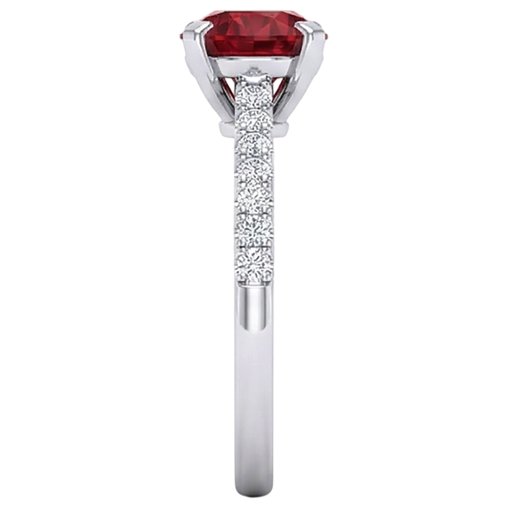 natural round ruby 1.20ct ring profile view