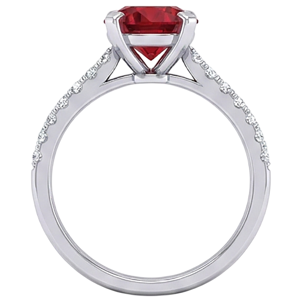 natural round ruby 1.20ct ring on white background