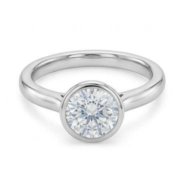 1.20 Ct Round Bezel Set Natural Earth Mined Diamond Wedding Solitaire Ring White Gold 14K