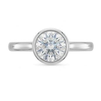 1.20 Ct Round Bezel Set Natural Earth Mined Diamond Wedding Solitaire Ring White Gold 14K