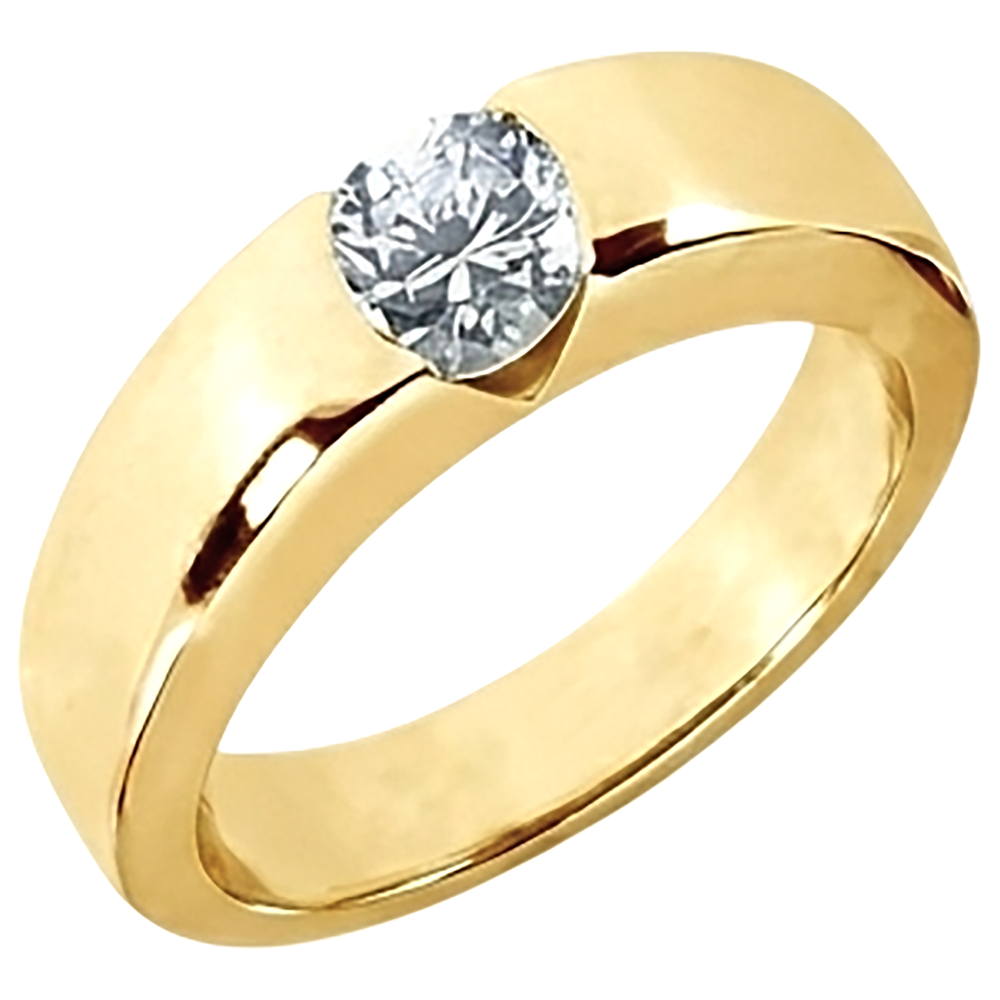 1.25 Ct. Round Brilliant Natural Earth Mined Diamond ( Not Lab Grown )  Solitaire Engagement Ring Gold Gents