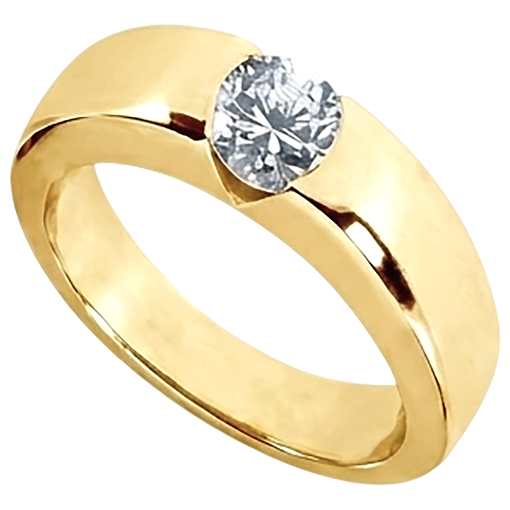 1.25 Ct. Round Brilliant Natural Earth Mined Diamond ( Not Lab Grown )  Solitaire Engagement Ring Gold Gents
