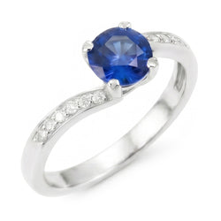 1.25 Ct Round Cut Ceylon Blue Sapphire Natural Earth Mined Diamond ( Not Lab Grown )  Ring