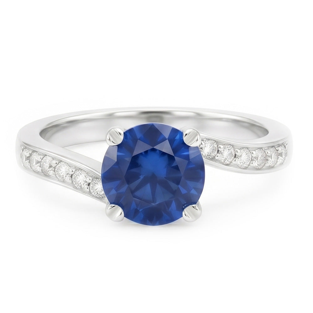 1.25 Ct Round Cut Ceylon Blue Sapphire Natural Earth Mined Diamond ( Not Lab Grown )  Ring