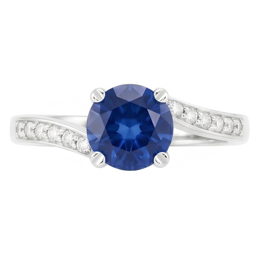 1.25 Ct Round Cut Ceylon Blue Sapphire Natural Earth Mined Diamond ( Not Lab Grown )  Ring