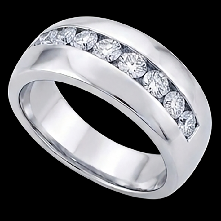 1.25 Ct Round Cut Natural Earth Mined Diamond ( Not Lab Grown )  Mens Wedding Band Ring14K White Gold