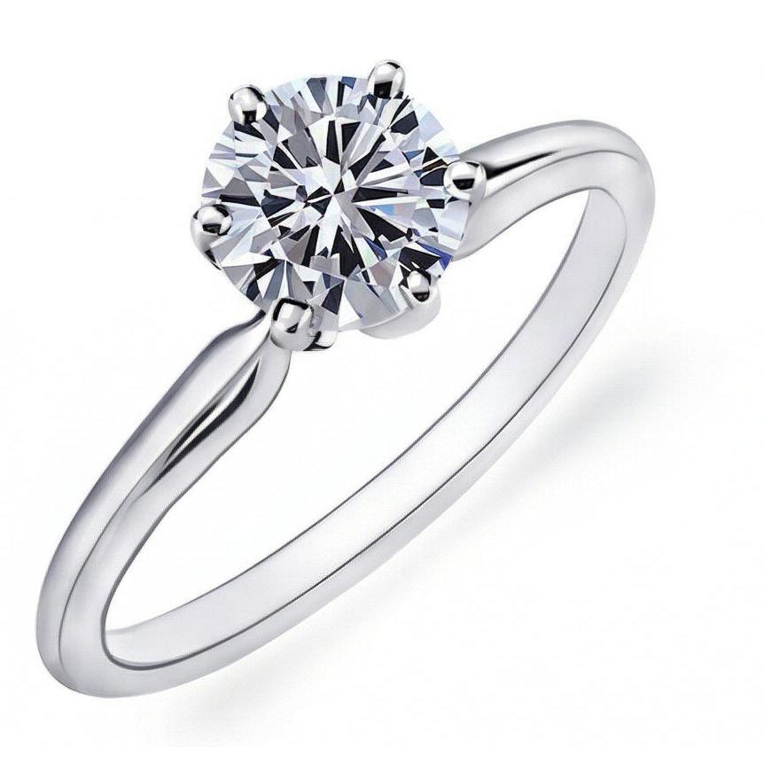 1.25 Ct White Gold Ladies Round Cut Solitaire Natural Earth Mined Diamond Wedding Ring