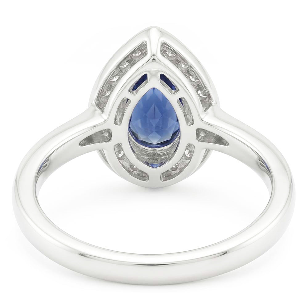 1.31 Ct Ceylon Sapphire Pear Natural Earth Mined Diamond ( Not Lab Grown ) s Wedding Ring