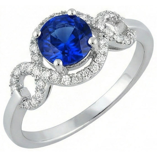 1.35 Ct Ceylon Sapphire Gemstone Round Cut Natural Earth Mined Diamond ( Not Lab Grown )  Ring