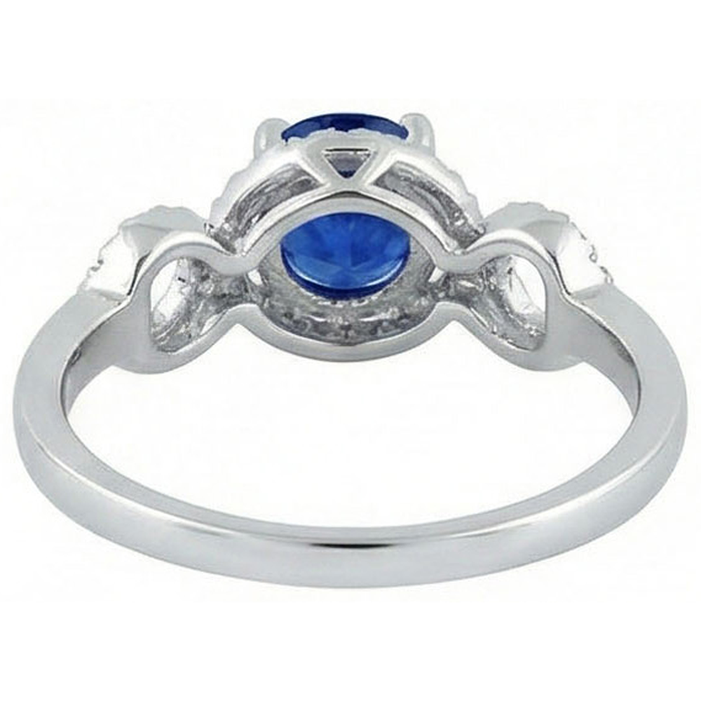 1.35 Ct Ceylon Sapphire Gemstone Round Cut Natural Earth Mined Diamond ( Not Lab Grown )  Ring