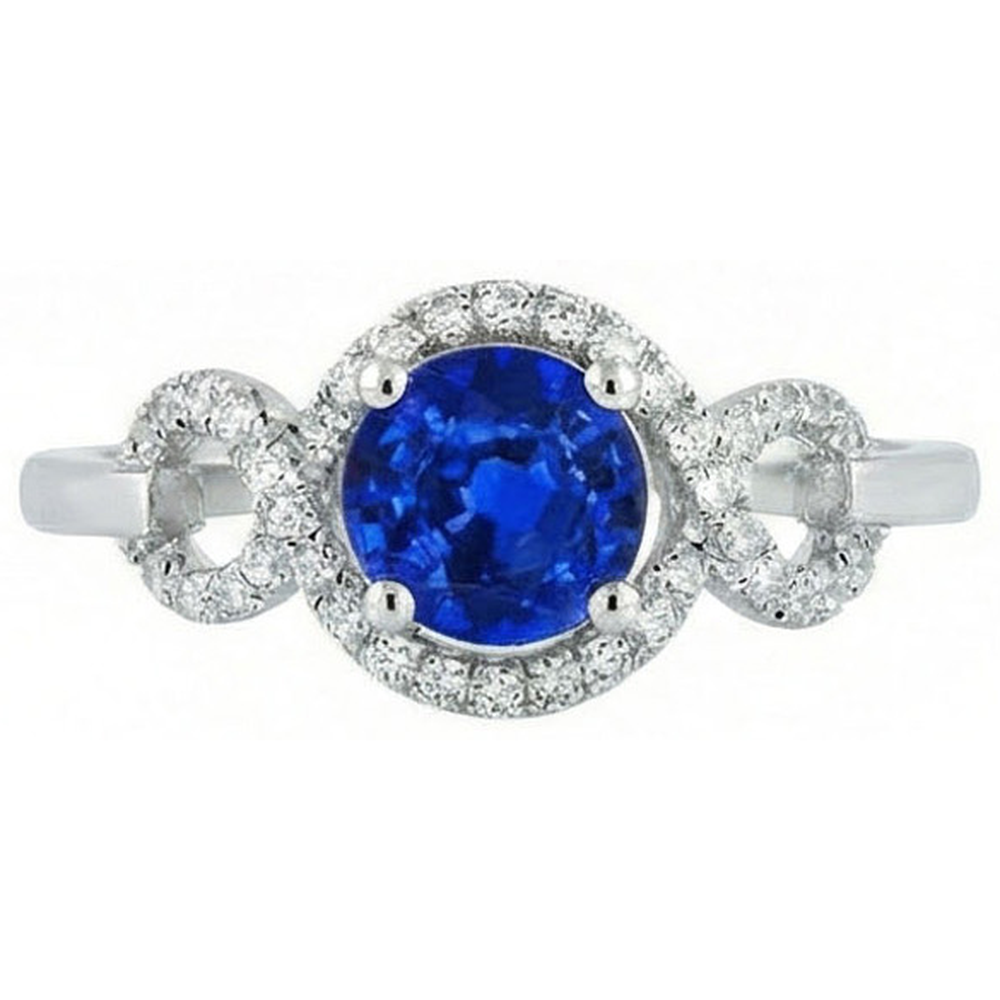 1.35 Ct Ceylon Sapphire Gemstone Round Cut Natural Earth Mined Diamond ( Not Lab Grown )  Ring