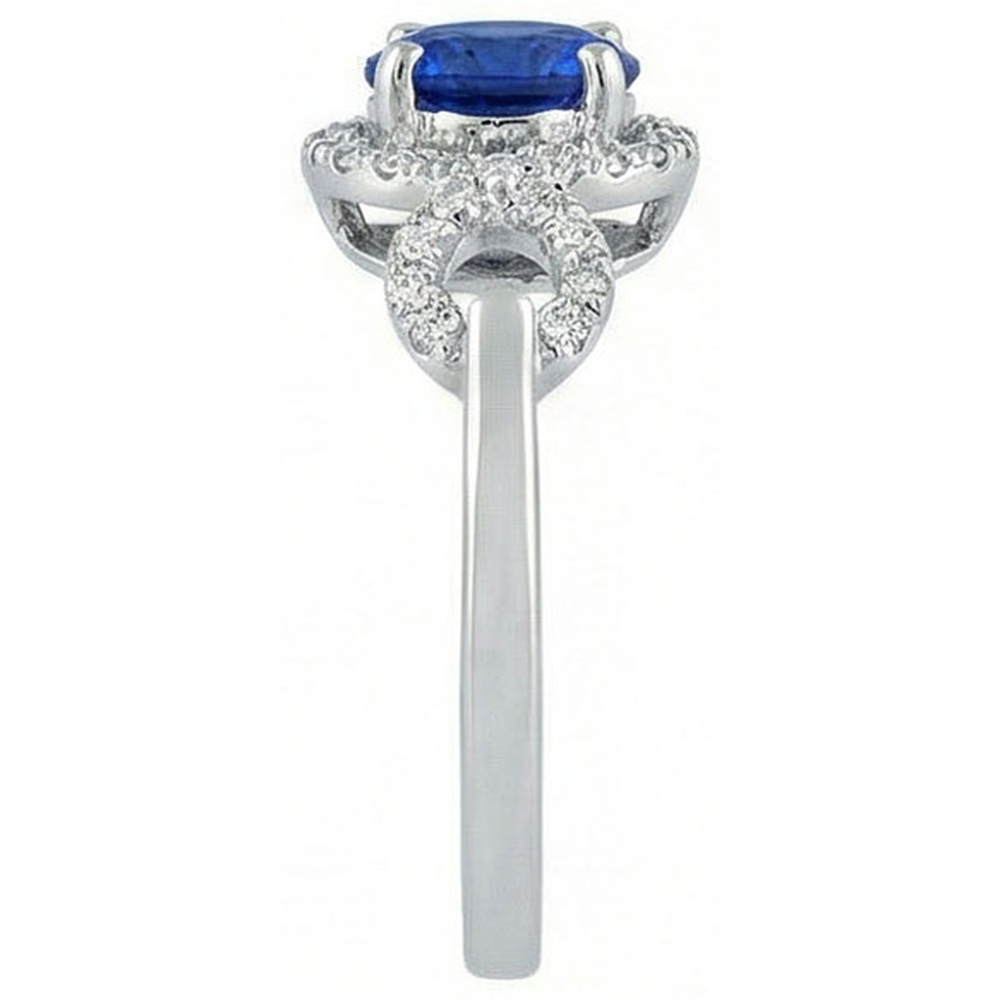1.35 Ct Ceylon Sapphire Gemstone Round Cut Natural Earth Mined Diamond ( Not Lab Grown )  Ring