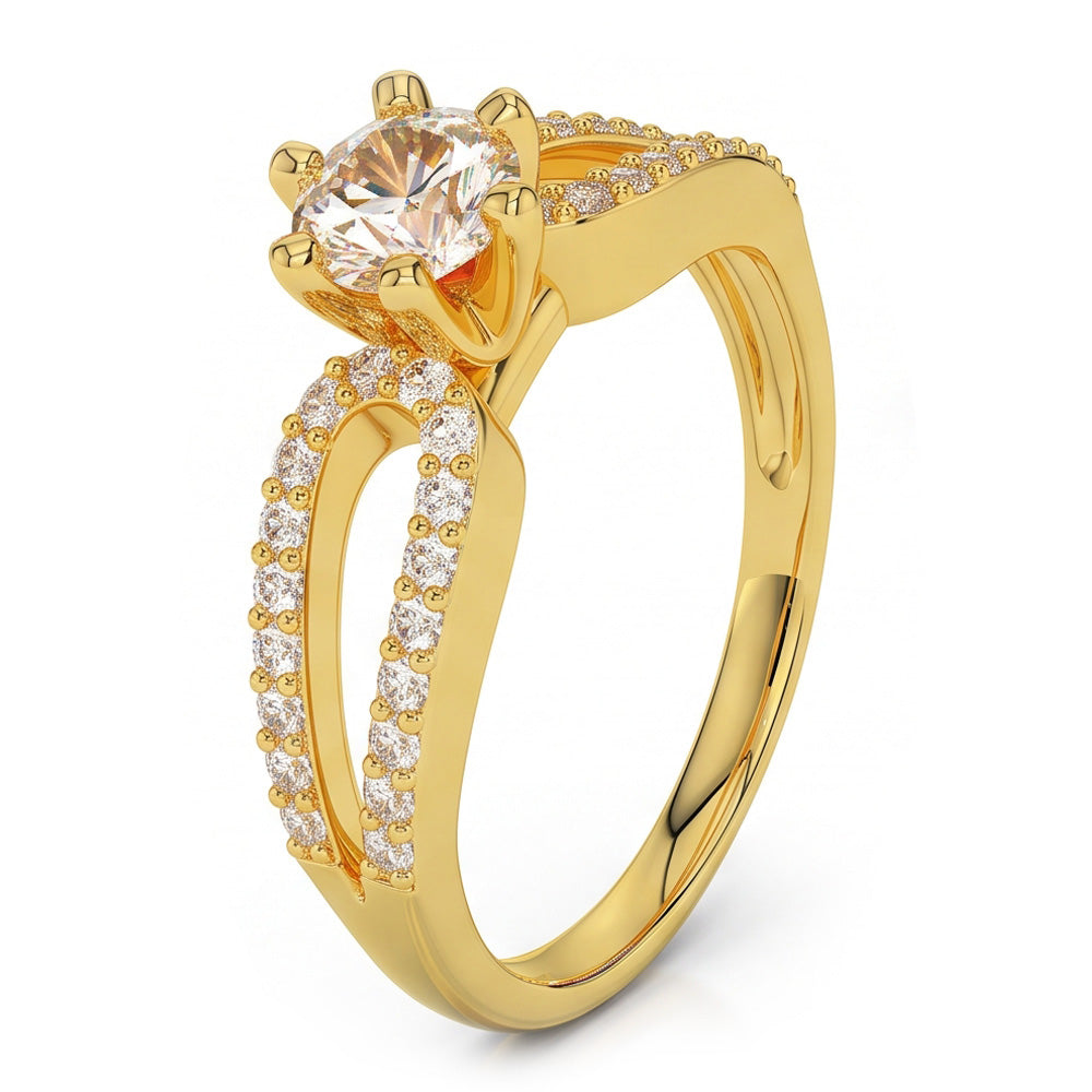 1.4 Ct Real Natural Earth Mined Diamond ( Not Lab Grown )  Wedding Ring 14K Yellow Gold Six Prong Set