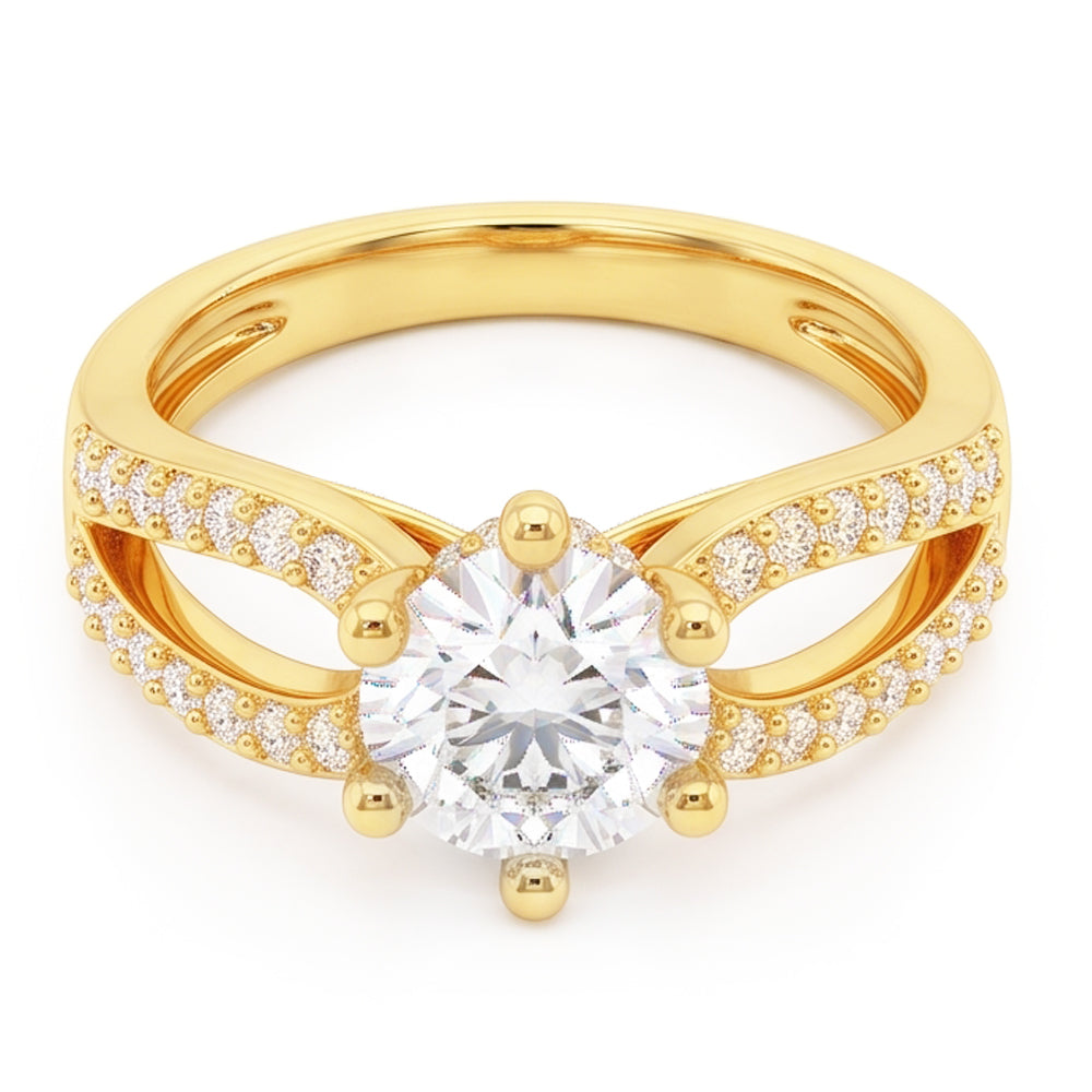 1.4 Ct Real Natural Earth Mined Diamond ( Not Lab Grown )  Wedding Ring 14K Yellow Gold Six Prong Set