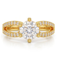 1.4 Ct Real Natural Earth Mined Diamond ( Not Lab Grown )  Wedding Ring 14K Yellow Gold Six Prong Set