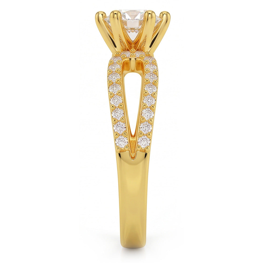 1.4 Ct Real Natural Earth Mined Diamond ( Not Lab Grown )  Wedding Ring 14K Yellow Gold Six Prong Set