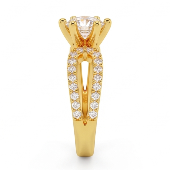 1.4 Ct Real Natural Earth Mined Diamond ( Not Lab Grown )  Wedding Ring 14K Yellow Gold Six Prong Set