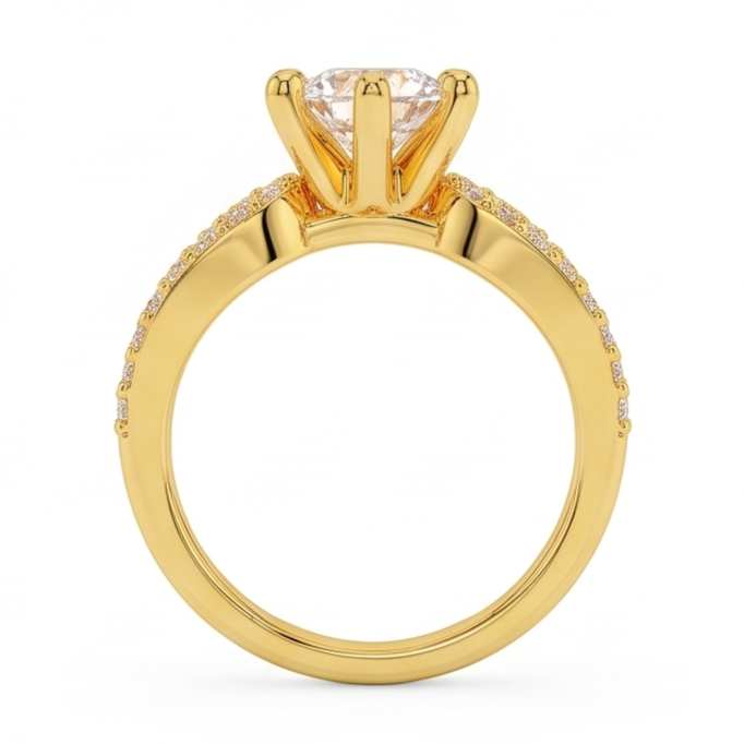 1.4 Ct Real Natural Earth Mined Diamond ( Not Lab Grown )  Wedding Ring 14K Yellow Gold Six Prong Set