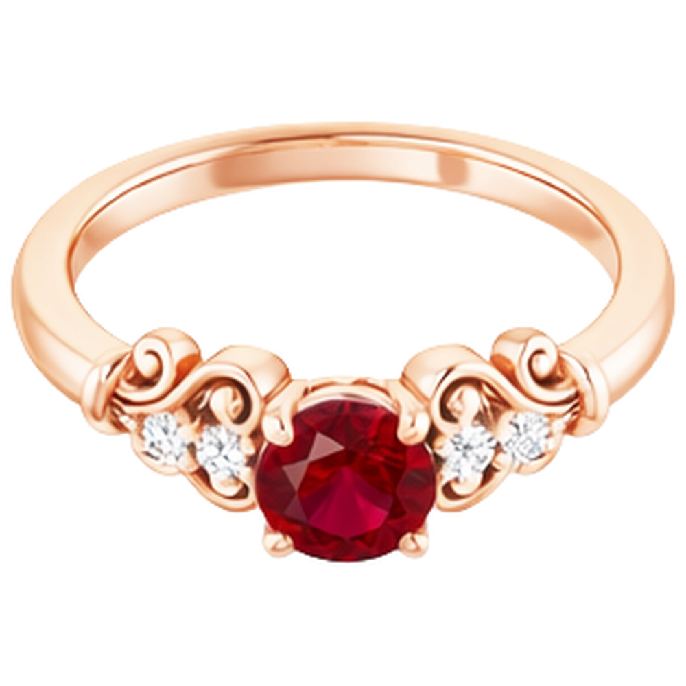 1.40 Carats Rose Gold 14K Natural Earth Mined Diamond ( Not Lab Grown ) Round Ruby Ring