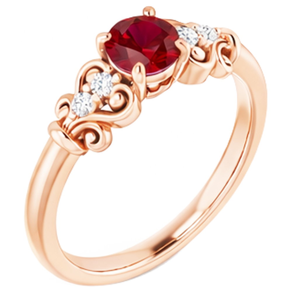 1.40 Carats Rose Gold 14K Natural Earth Mined Diamond ( Not Lab Grown ) Round Ruby Ring