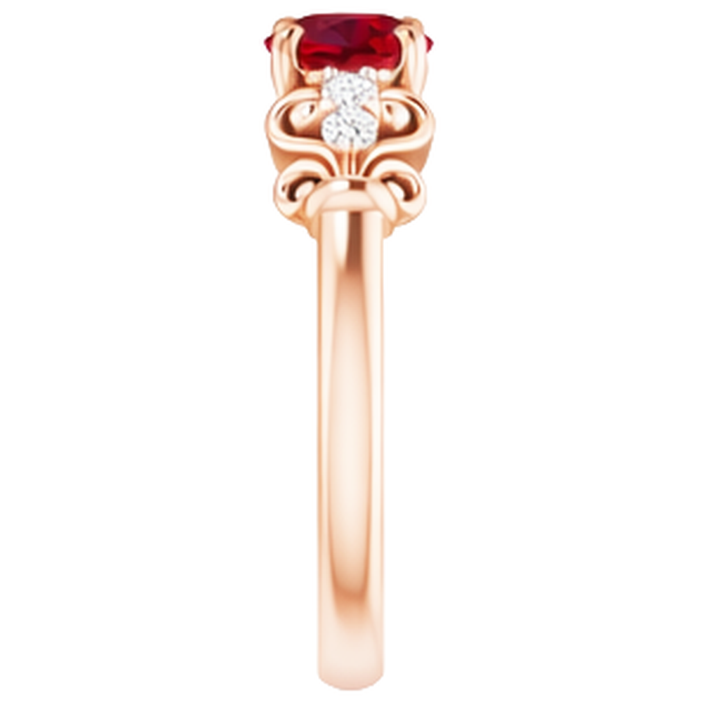 1.40 Carats Rose Gold 14K Natural Earth Mined Diamond ( Not Lab Grown ) Round Ruby Ring