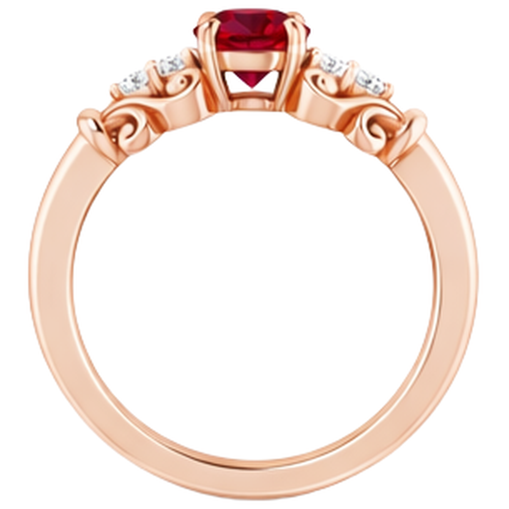 1.40 Carats Rose Gold 14K Natural Earth Mined Diamond ( Not Lab Grown ) Round Ruby Ring