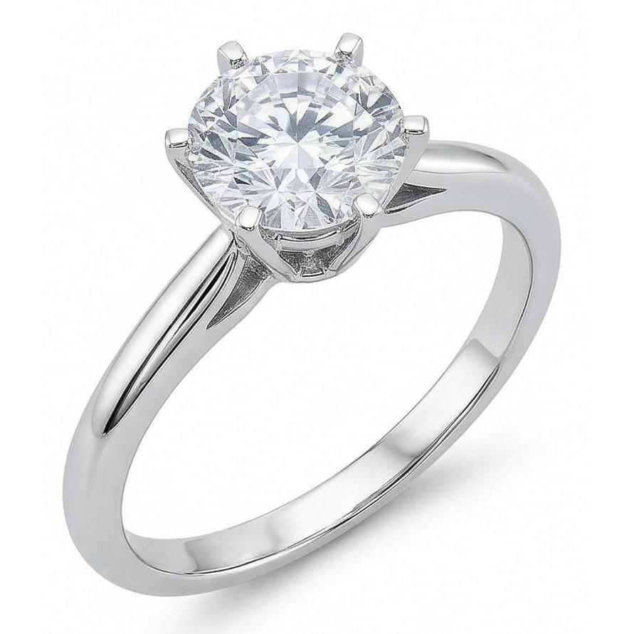 1.40 Ct Round Natural Earth Mined Diamond Solitaire Wedding Ring White Gold 14K