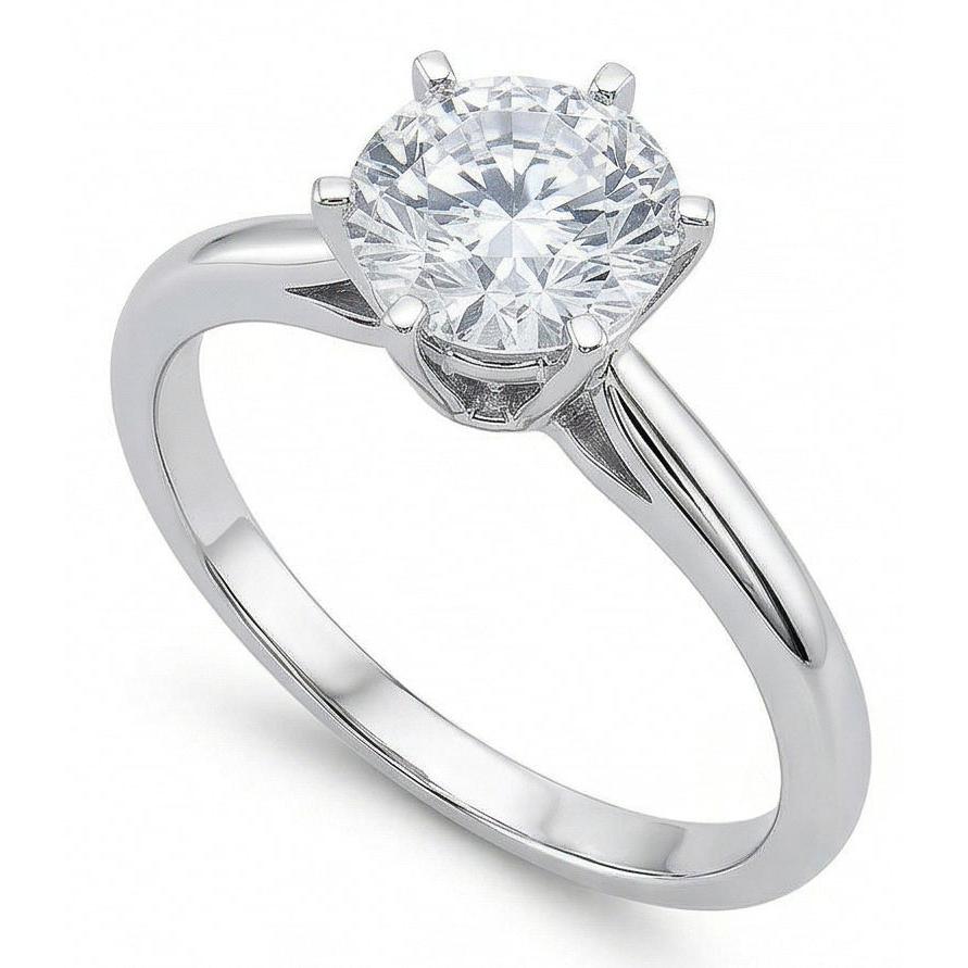 1.40 Ct Round Natural Earth Mined Diamond Solitaire Wedding Ring White Gold 14K