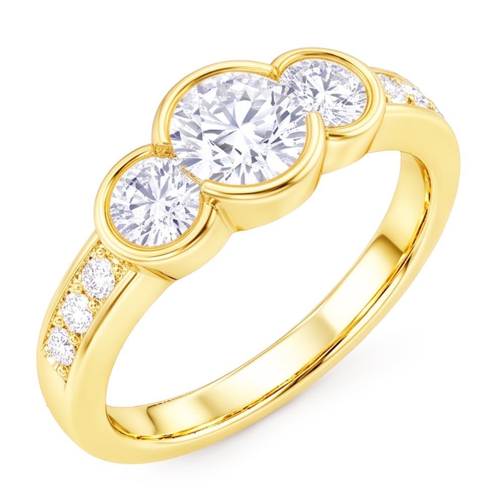 1.43 Ct Three Stone Style Real Natural Earth Mined Diamond ( Not Lab Grown )  Engagement Ring