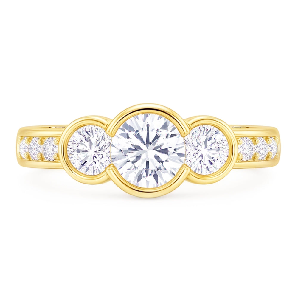 1.43 Ct Three Stone Style Real Natural Earth Mined Diamond ( Not Lab Grown )  Engagement Ring