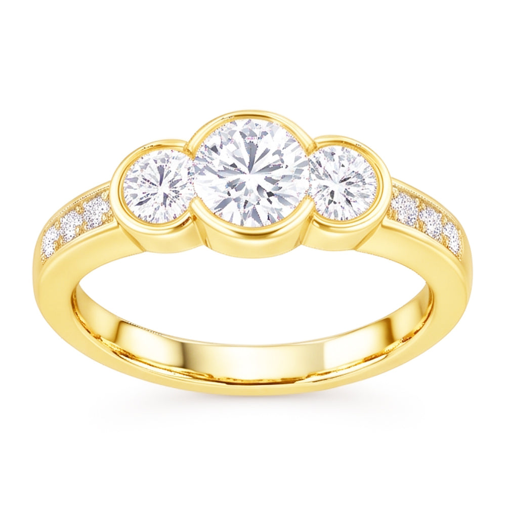 1.43 Ct Three Stone Style Real Natural Earth Mined Diamond ( Not Lab Grown )  Engagement Ring