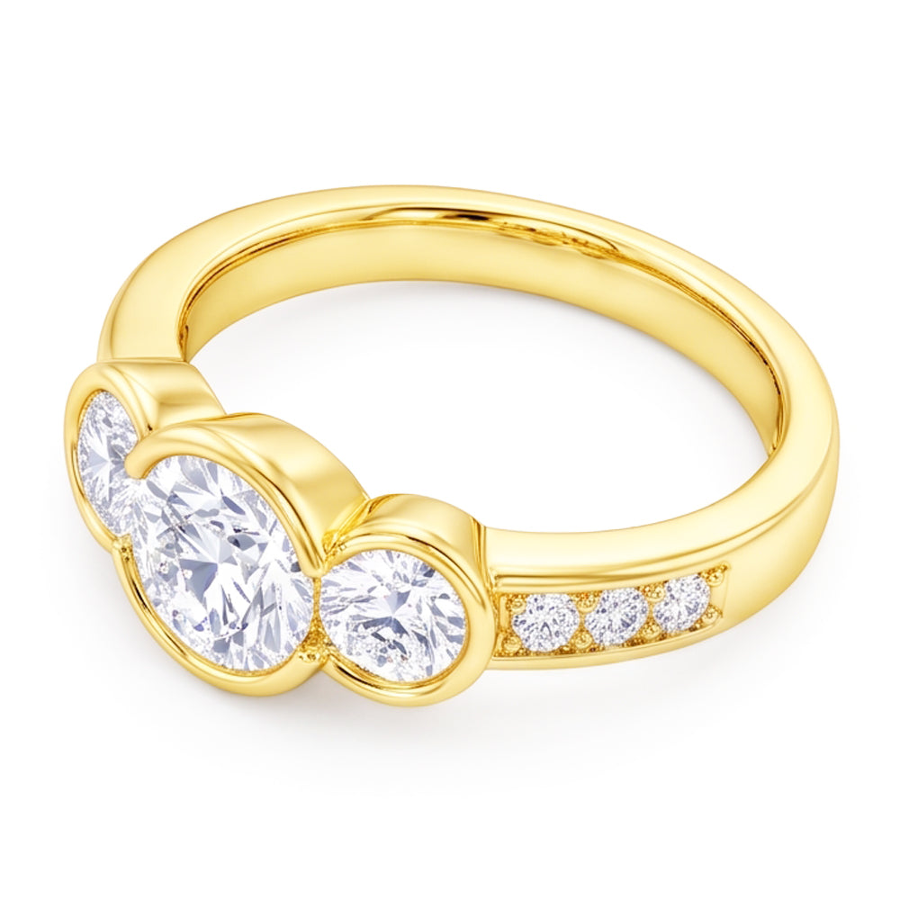 1.43 Ct Three Stone Style Real Natural Earth Mined Diamond ( Not Lab Grown )  Engagement Ring