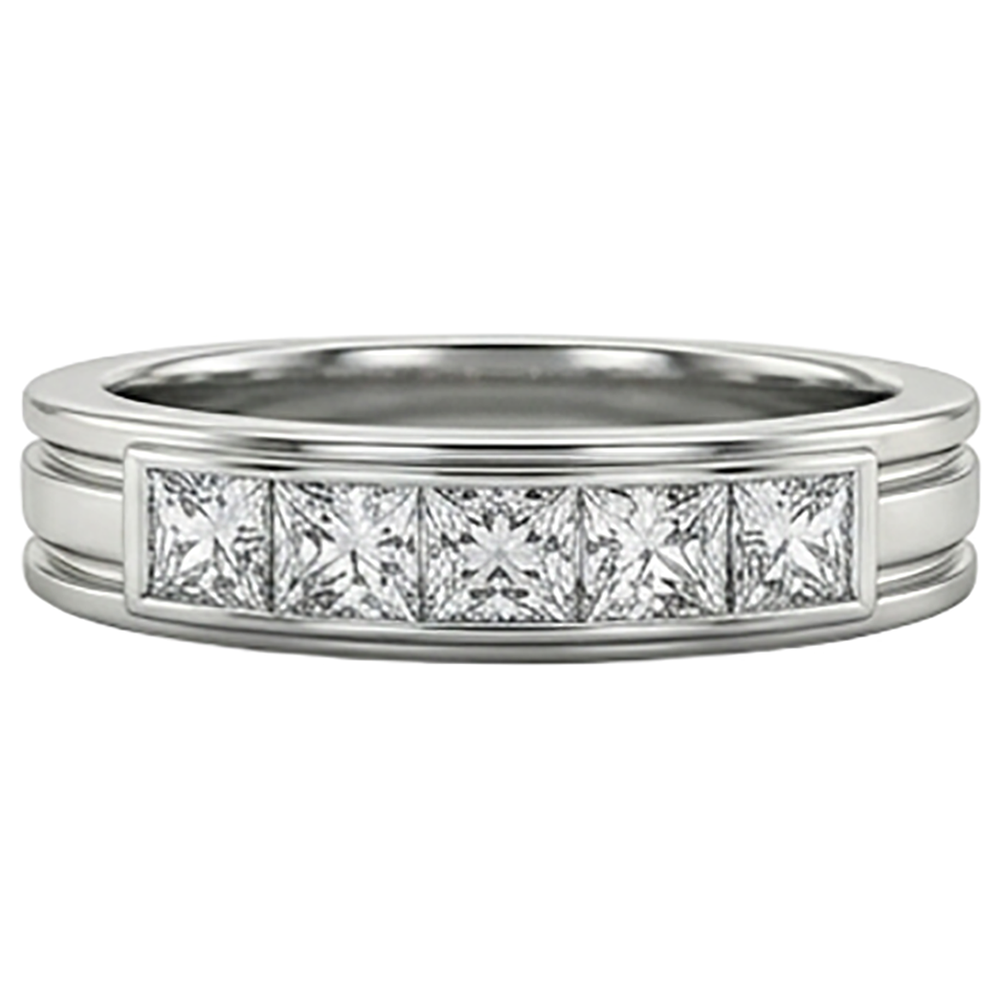 1.5 Ct Princess Cut Mens Natural Earth Mined Diamond ( Not Lab Grown )  Wedding Ring