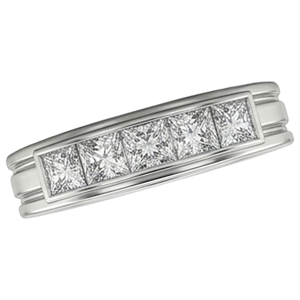 1.5 Ct Princess Cut Mens Natural Earth Mined Diamond ( Not Lab Grown )  Wedding Ring