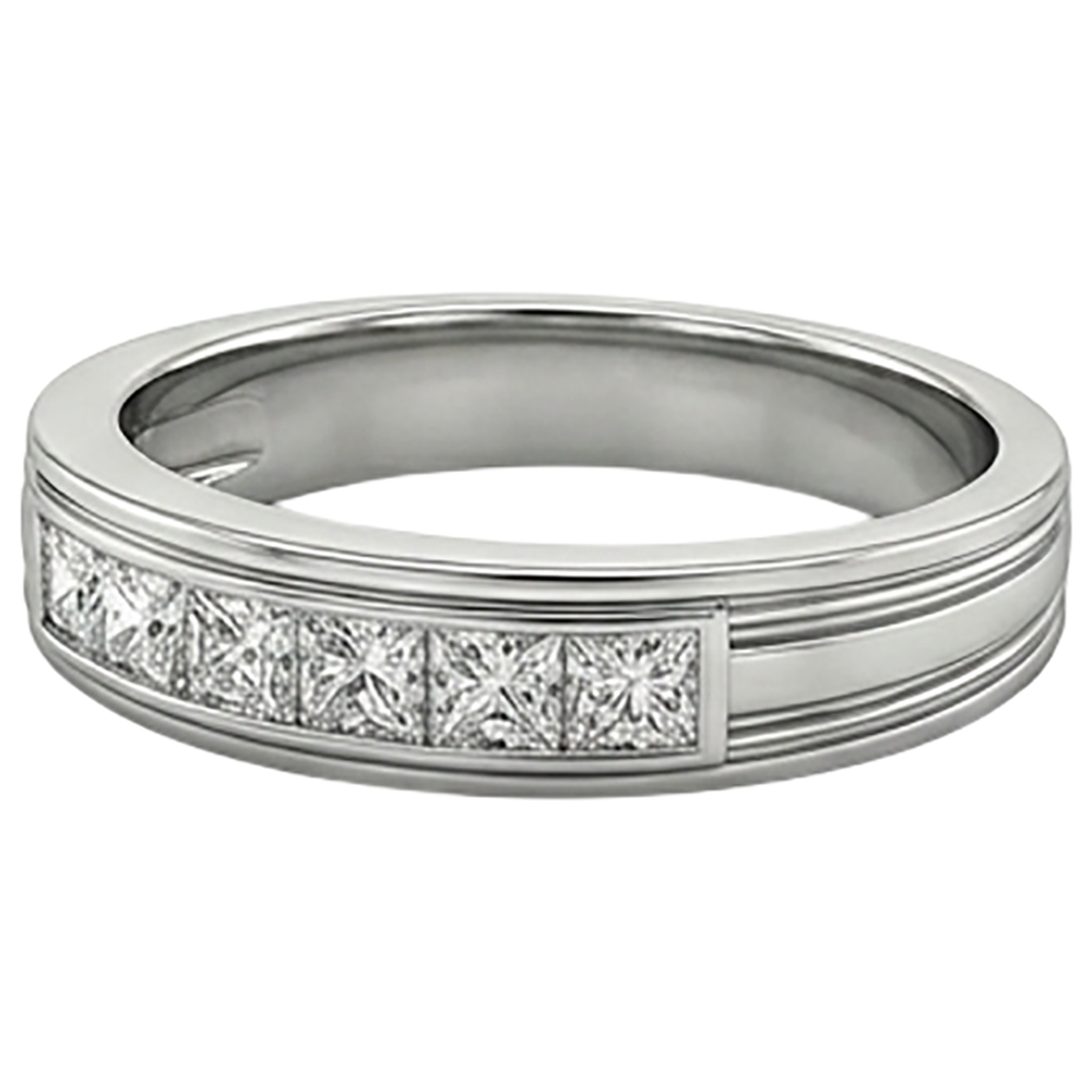 1.5 Ct Princess Cut Mens Natural Earth Mined Diamond ( Not Lab Grown )  Wedding Ring