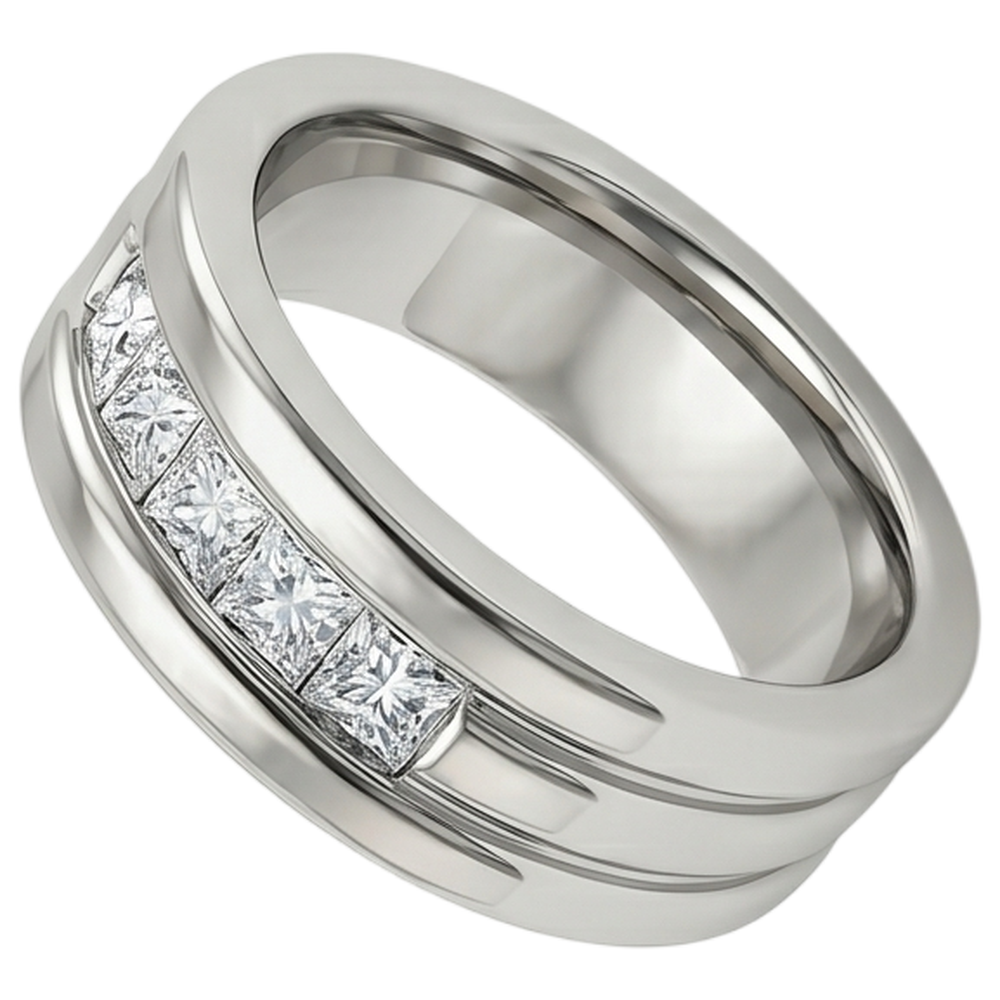 1.5 Ct Princess Cut Mens Natural Earth Mined Diamond ( Not Lab Grown )  Wedding Ring