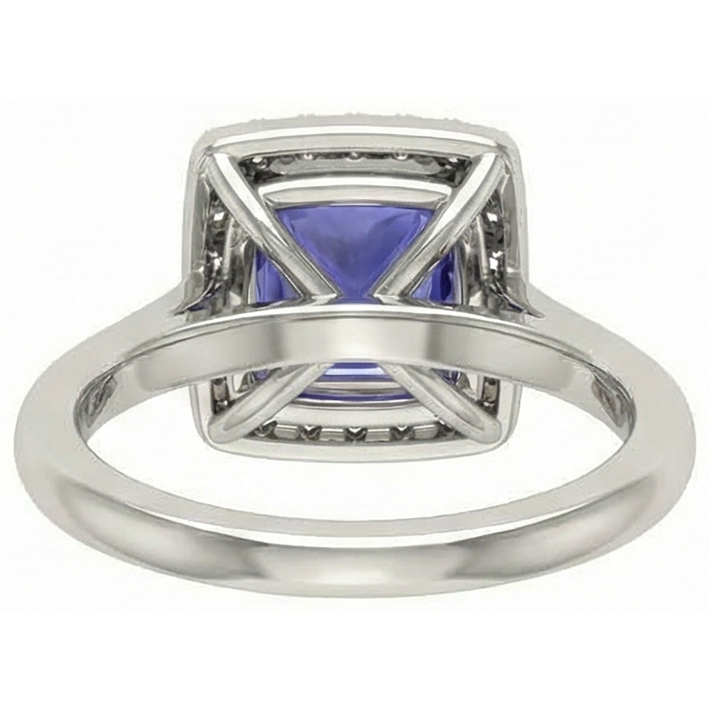 1.5 Ct Princess Cut Tanzanite With Natural Earth Mined Diamond ( Not Lab Grown )  Ring White Gold