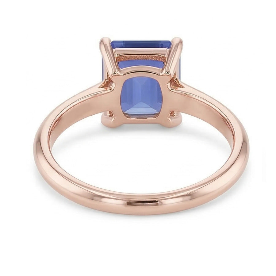 1.50 Carats Classic Solitaire Ring Emerald Blue Sapphire Rose Gold 14K