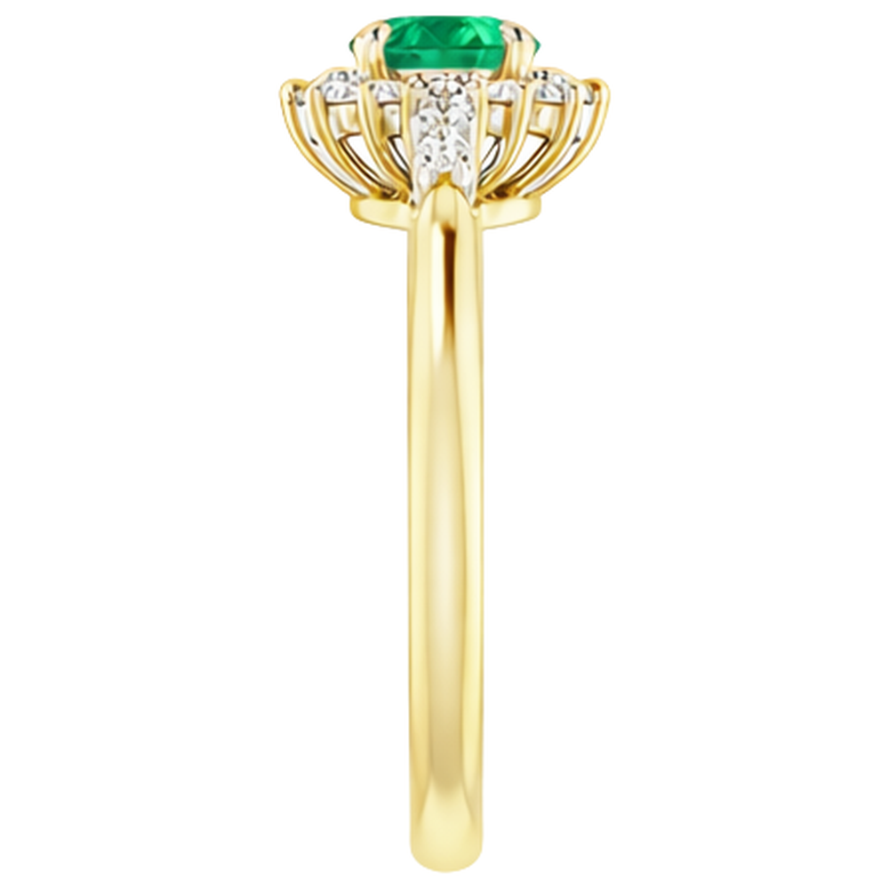 1.50 Carats Natural Earth Mined Diamond ( Not Lab Grown ) Round Green Emerald Ring Two Tone Gold 14K