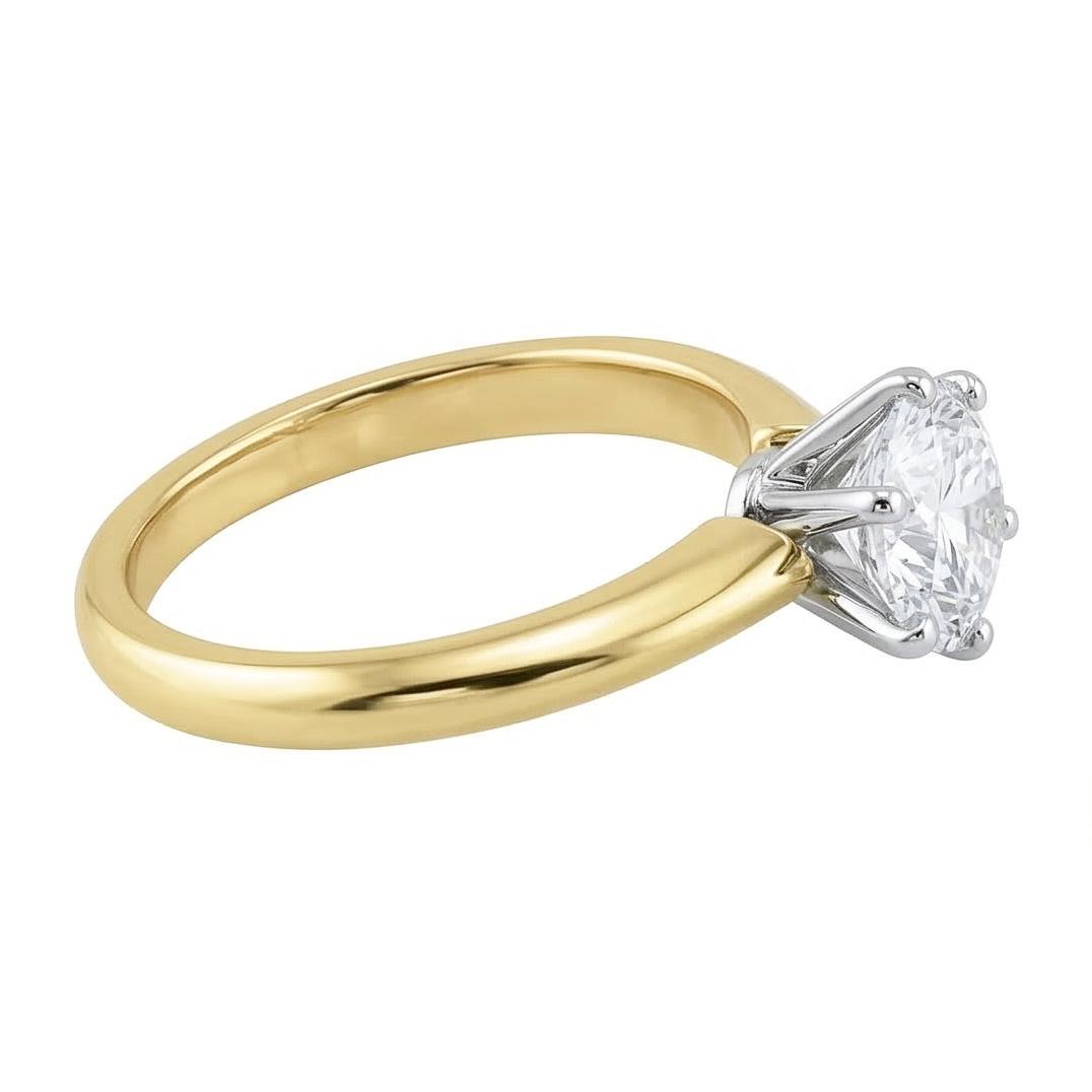 natural round diamond 1.50ct ring on white background
