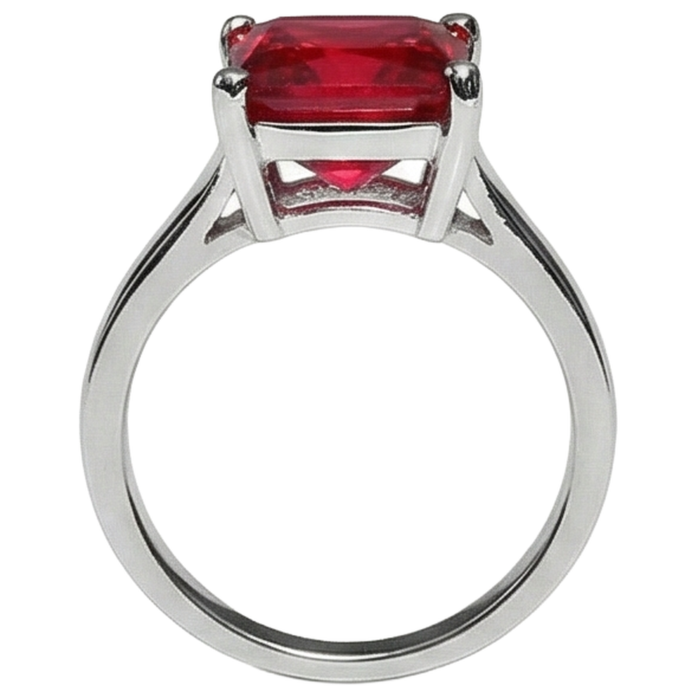 1.50 Carats Princess Solitaire Red Ruby Ring Engagement