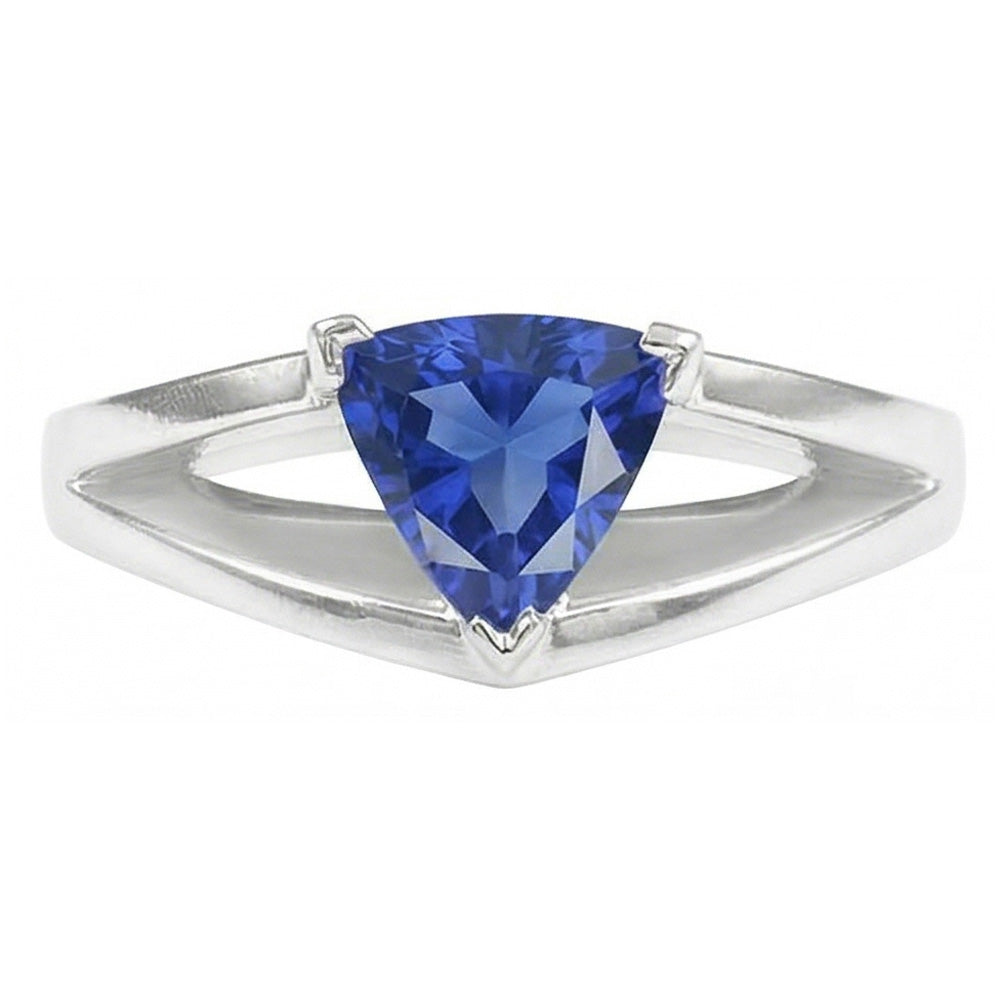 1.50 Carats Solitaire Ring Trillion Ceylon Sapphire Split Shank