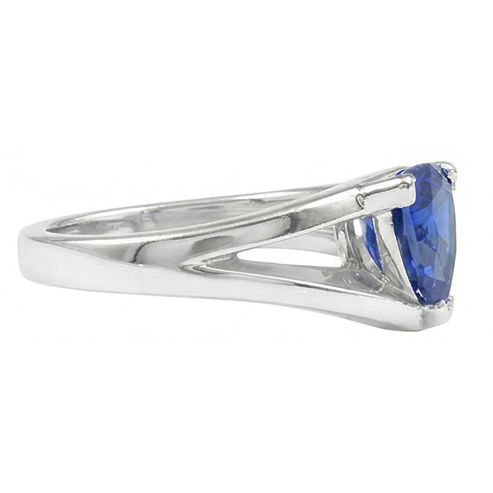 1.50 Carats Solitaire Ring Trillion Ceylon Sapphire Split Shank