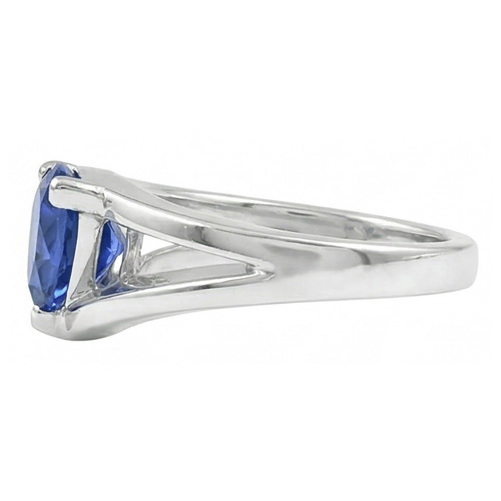 1.50 Carats Solitaire Ring Trillion Ceylon Sapphire Split Shank