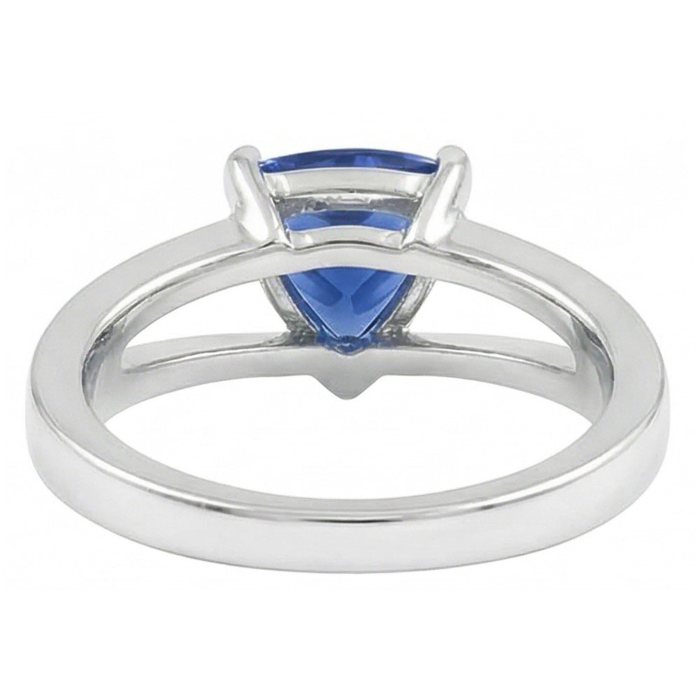 1.50 Carats Solitaire Ring Trillion Ceylon Sapphire Split Shank