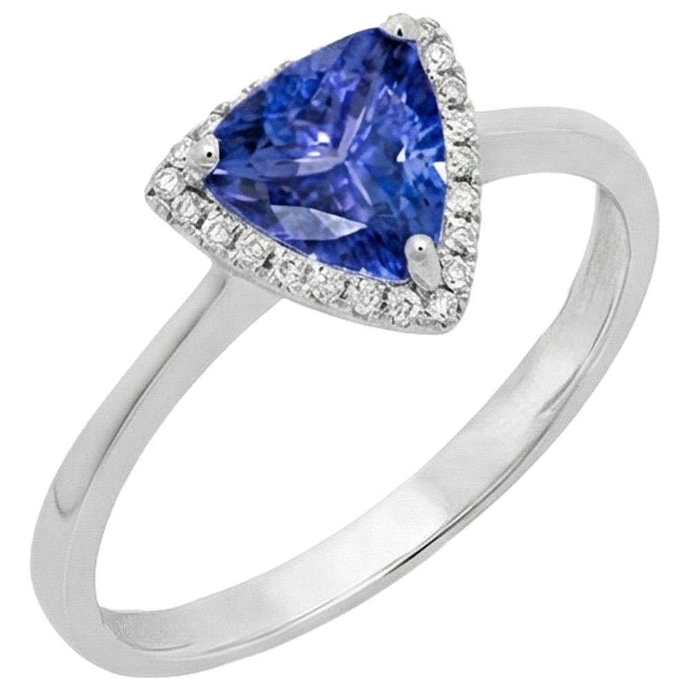 natural round tanzanite 1.50ct ring close up detail
