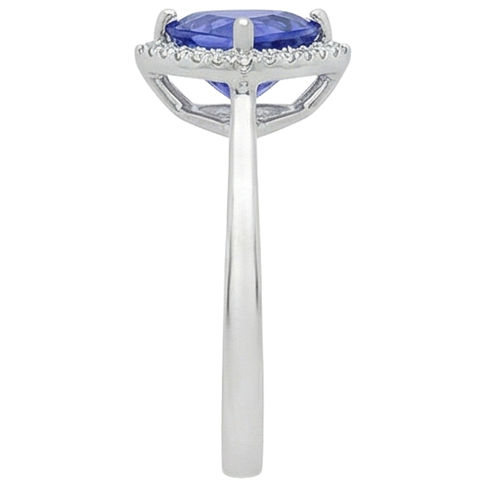 natural round tanzanite 1.50ct ring on white background